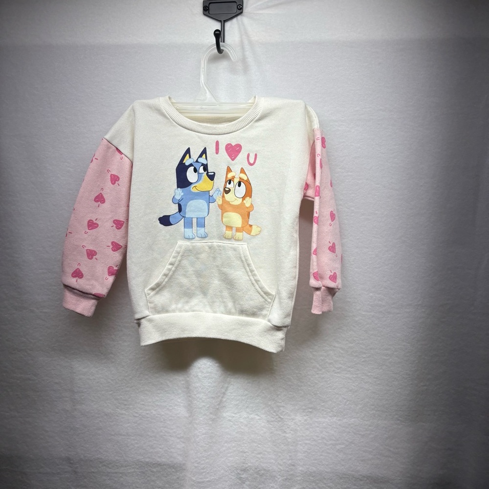 Bluey Bingo Girls Hearts Forever Pullover‎ Size 2T